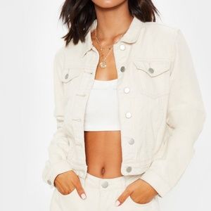 Cropped Ecru Denim Jacket